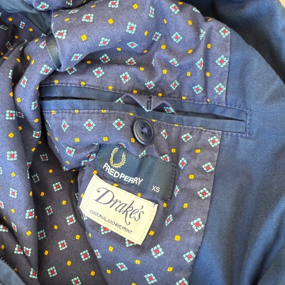 Fred Perry x Drake's Navy Jacket XS Harrington jacket swing top heavy used RARE - Picture 2 of 3